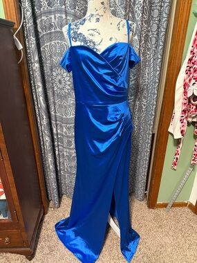 Miusol Sapphire Blue Satin Off-Shoulder Prom Gown Miusol (large)